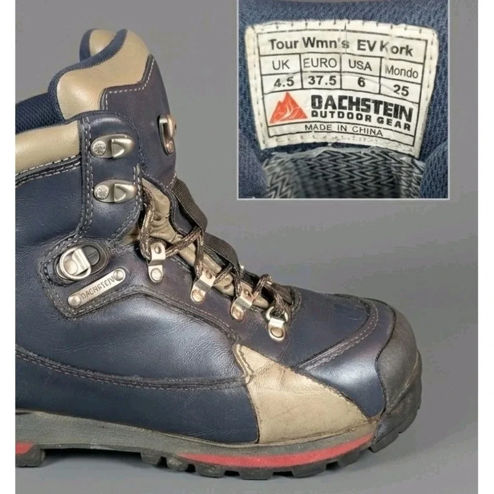 Dachstein Tour Vibram EV Kork Blue Leather Hiking Boots Size US 6 retro-alpine